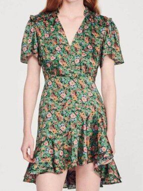Sandro Floral Ruffle Mini Dress XS